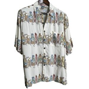 Vintage Gotcha Sport Size Medium Aloha Shirt Luau Hawaiian Tiki Vacation Summer